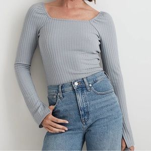 Madewell - Ribbed Square-Neck Long-Sleeve Tee